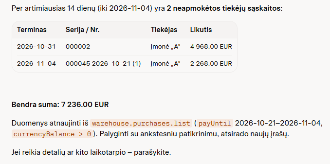 DI įrankis - Mokėjimų planavimas.
